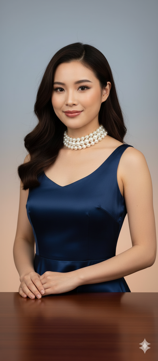 3 Line Spacer Pearl Choker