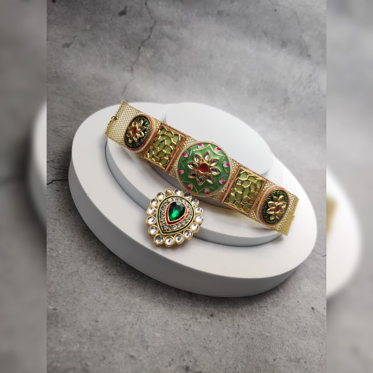 Meera Meenakari Pastel Green Royal Choker