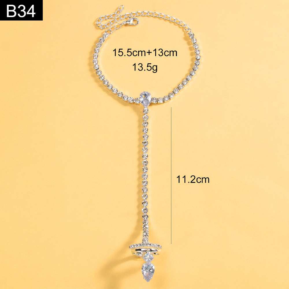 Diamond-Mist Finger Bracelet - B34