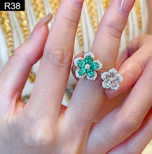 Mint Leaf and Diamond Ring - R38