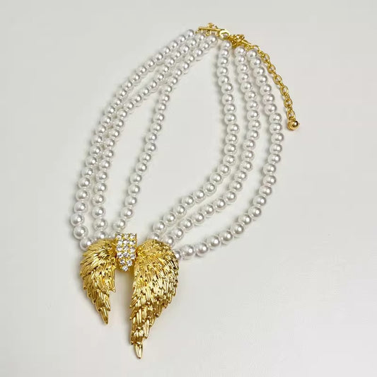 Aetherial Pearl Wing Necklace
