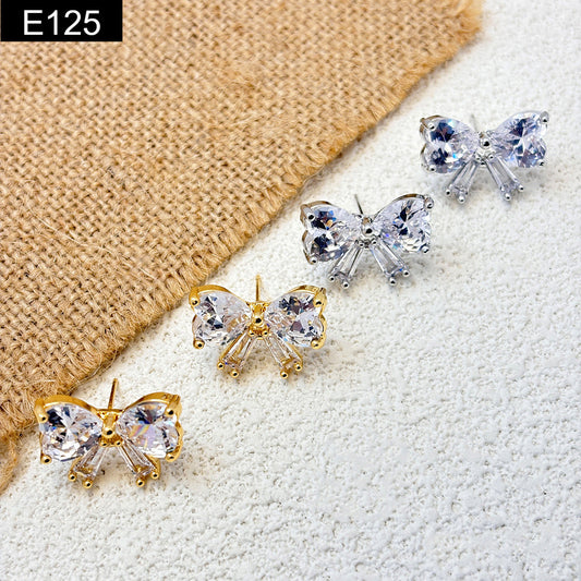 Crystal Bow Stud Earring - E125