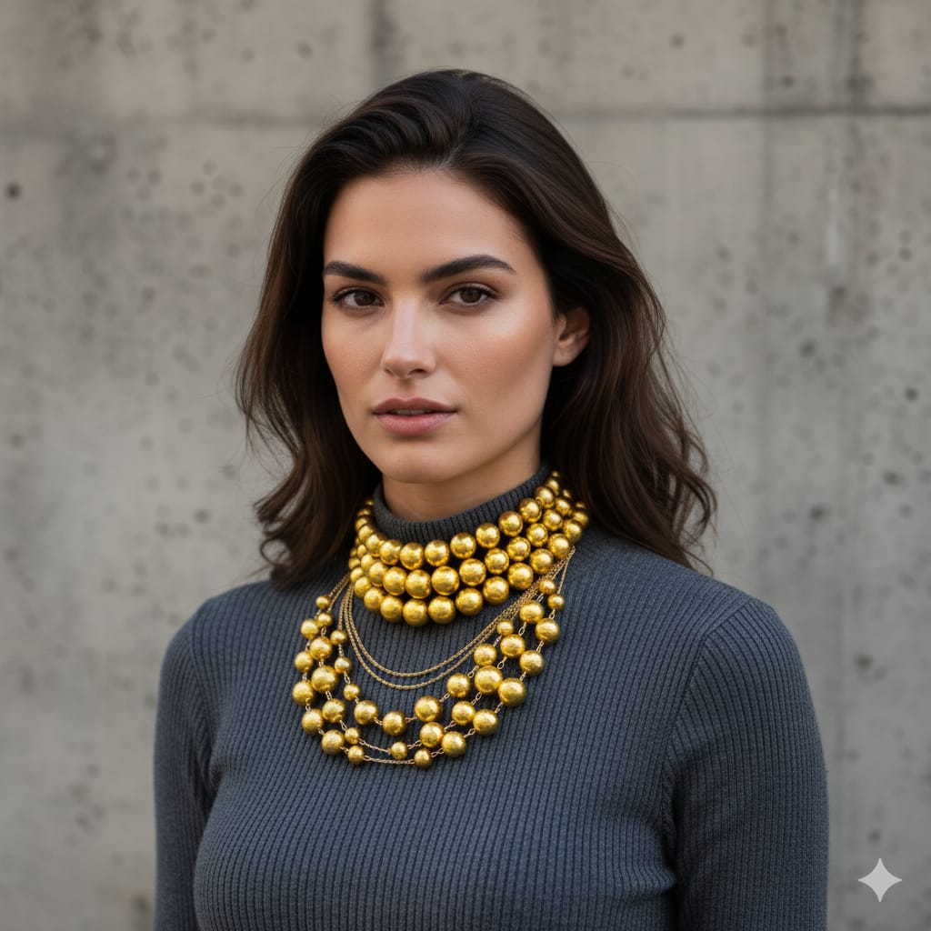 Sphere Bib Pearl Necklace