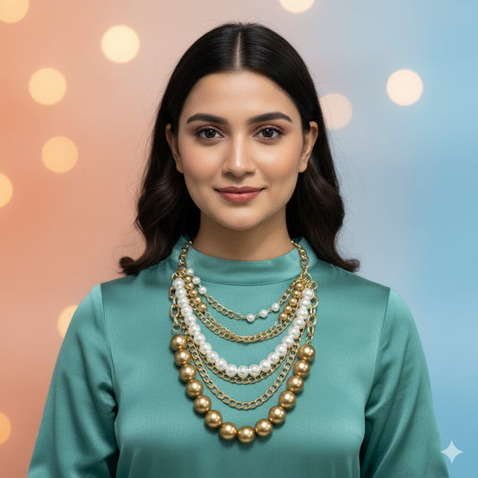 Golden Cascade Pearl Necklace