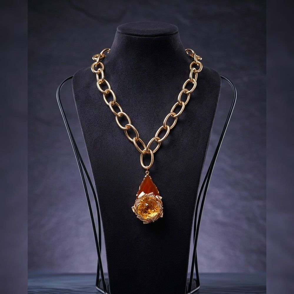 Autumn Ember Rose Pendant Necklace