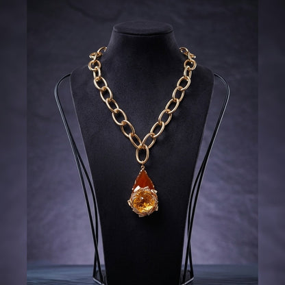 Autumn Ember Rose Pendant Necklace