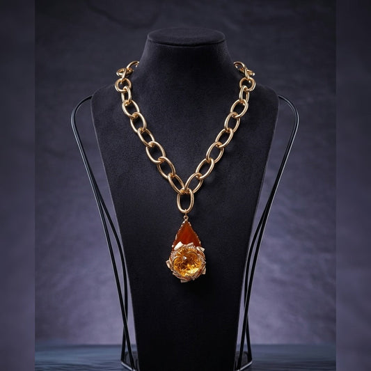 Autumn Ember Rose Pendant Necklace