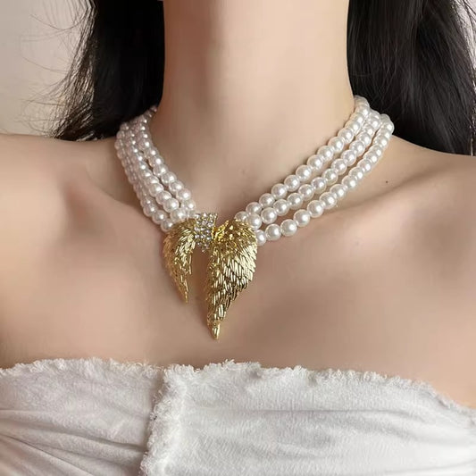 Aetherial Pearl Wing Necklace