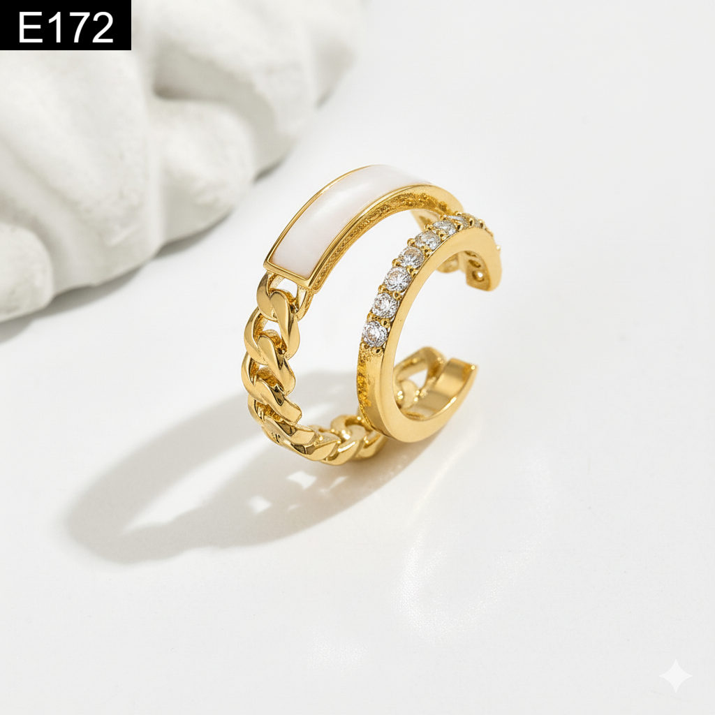 White Enamel Earcuff - E172