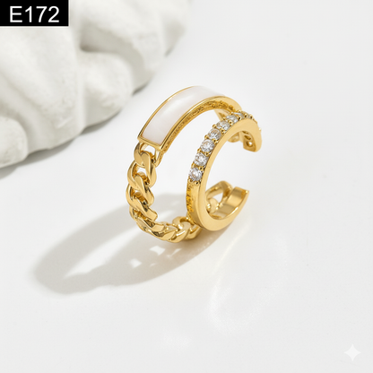 White Enamel Earcuff - E172