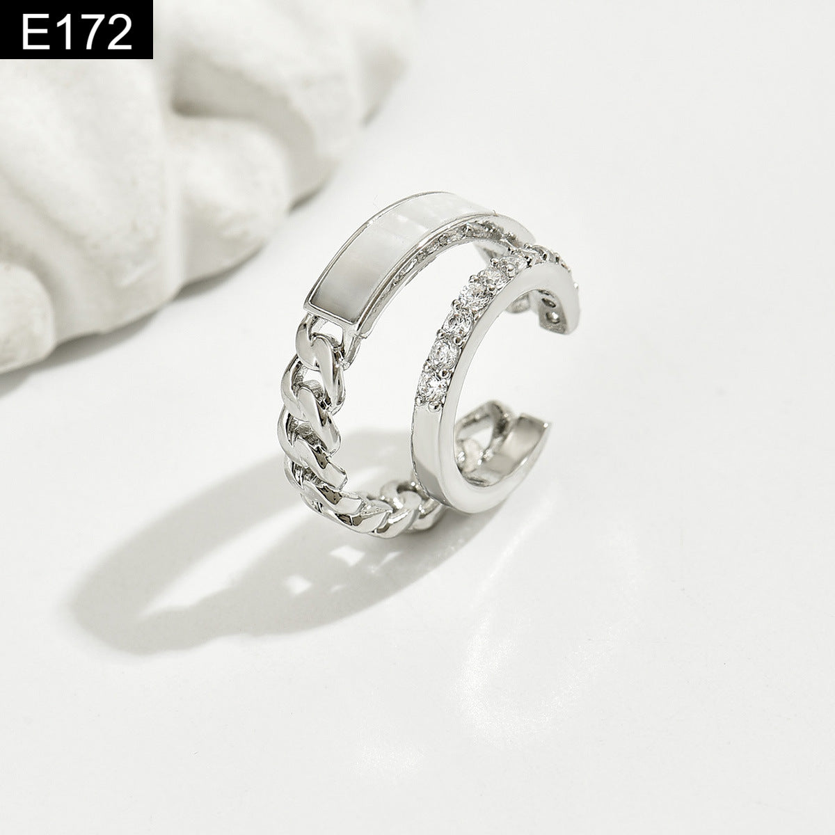 White Enamel Earcuff - E172