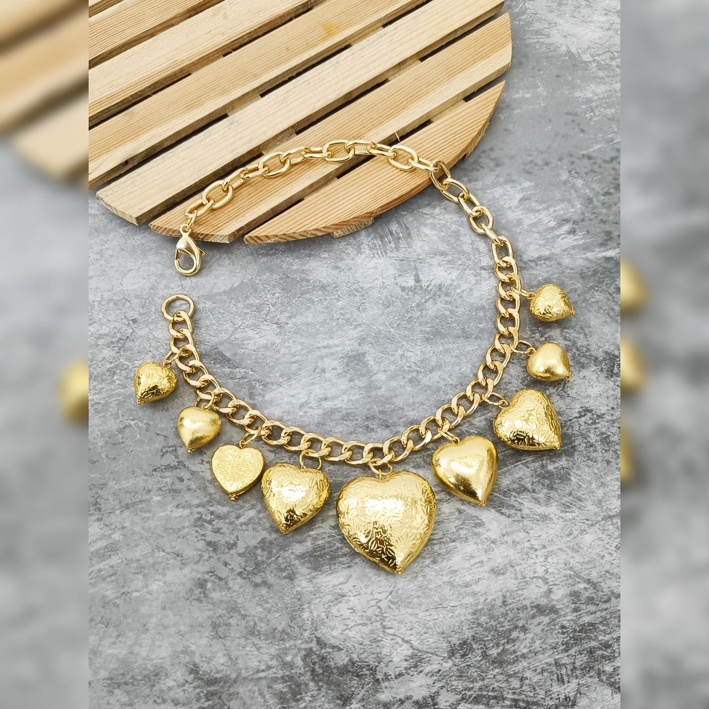 Golden Heart Charms Necklace
