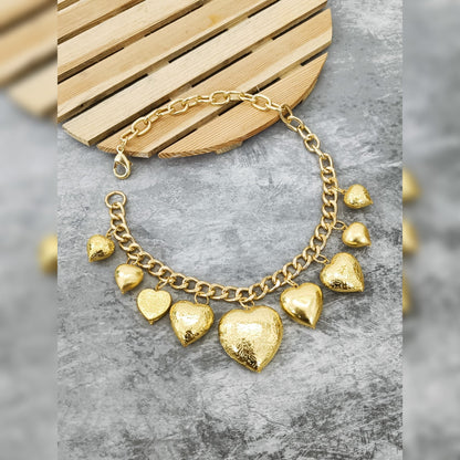 Golden Heart Charms Necklace