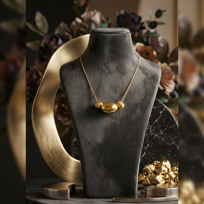 Gold Plated Minimalist Oval Bead Necklace