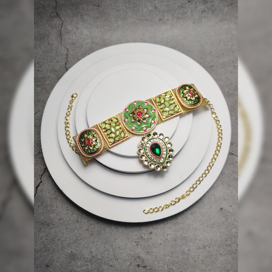 Meera Meenakari Pastel Green Royal Choker