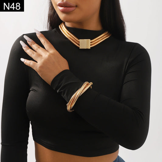 Triple Snake Chain Necklace - N48