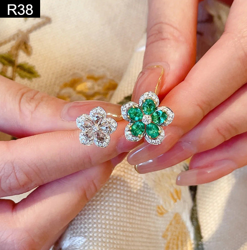 Mint Leaf and Diamond Ring - R38