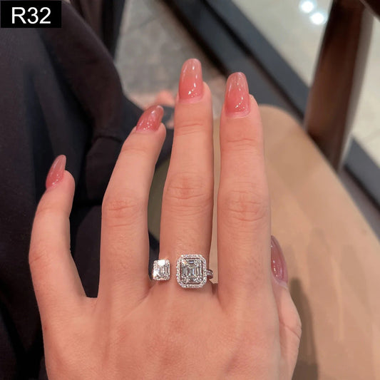 Halo Baguette Ring - R32