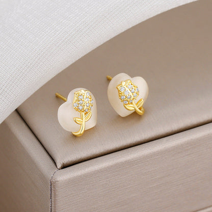 Tulip Heart Earring