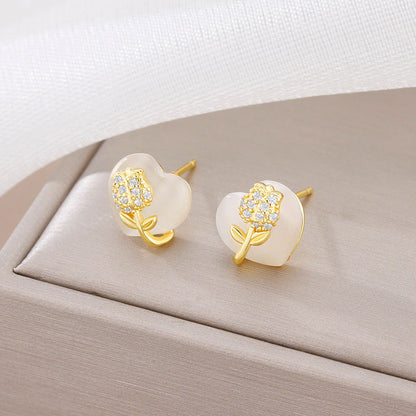 Tulip Heart Earring