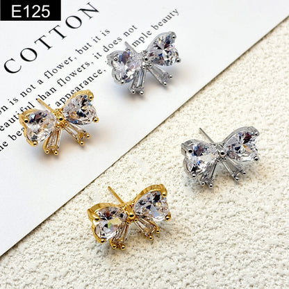 Crystal Bow Stud Earring - E125