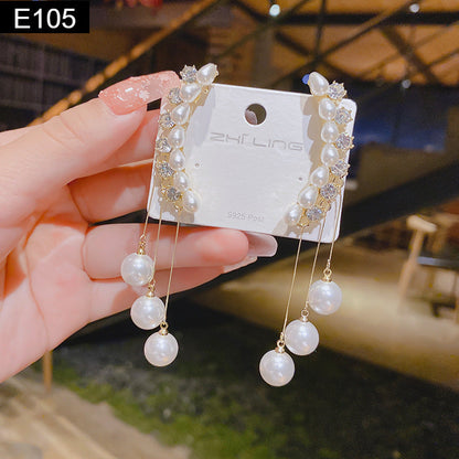 Pearl and Diamond Earring - E105