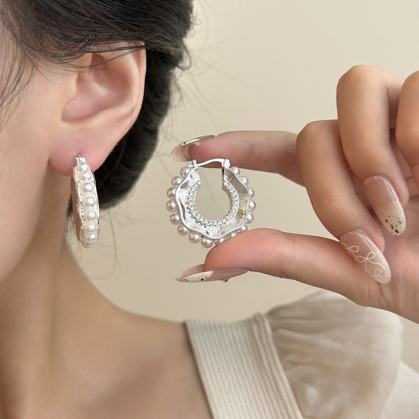 Pearl Ripple Earring