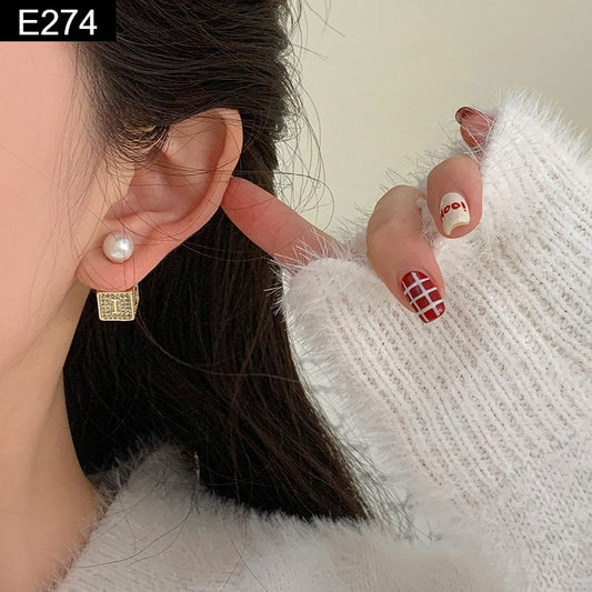 Gilded Cipher Stud Earring - E274