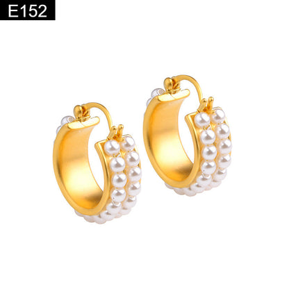 Mini Pearl Huggie Earring - E152