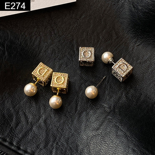 Gilded Cipher Stud Earring - E274