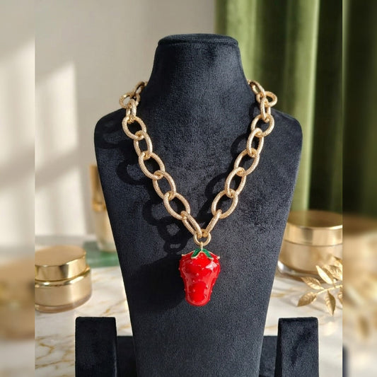 Party-Wear Funky Strawberry Charm Necklace