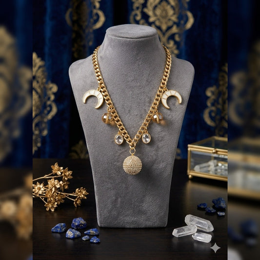 Solaris Midnight Crescent Link Necklace