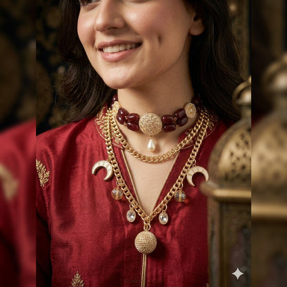 Urban Royalty Celestial Crescent Layered Necklace