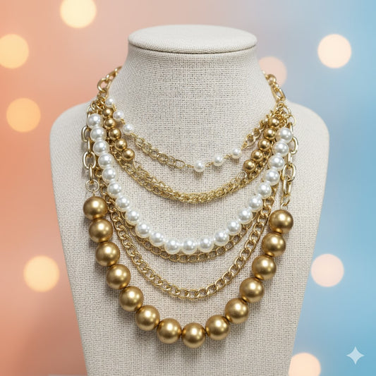 Golden Cascade Pearl Necklace