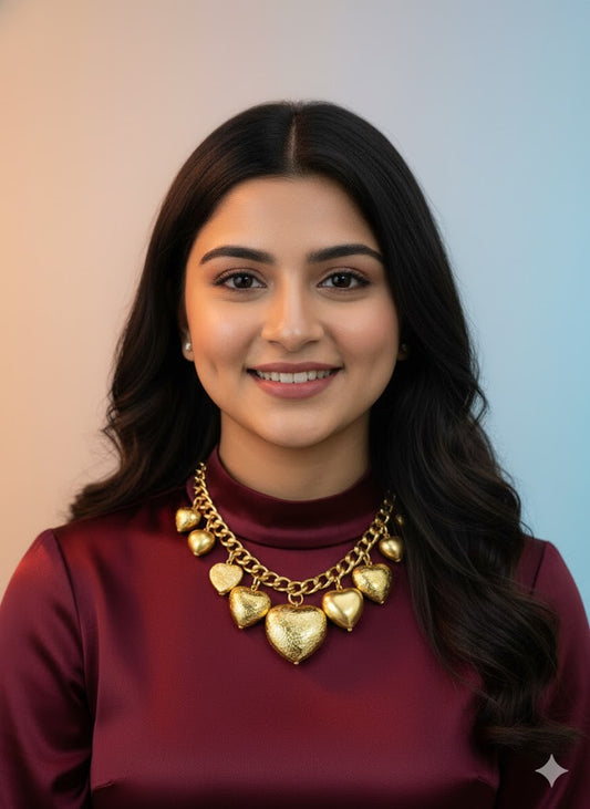 Golden Heart Charms Necklace