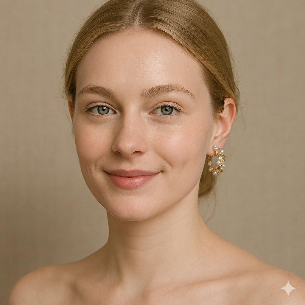 Braid Pearl Earring